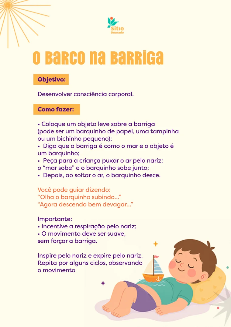 Página do e-book com a prática O Barco na Barriga